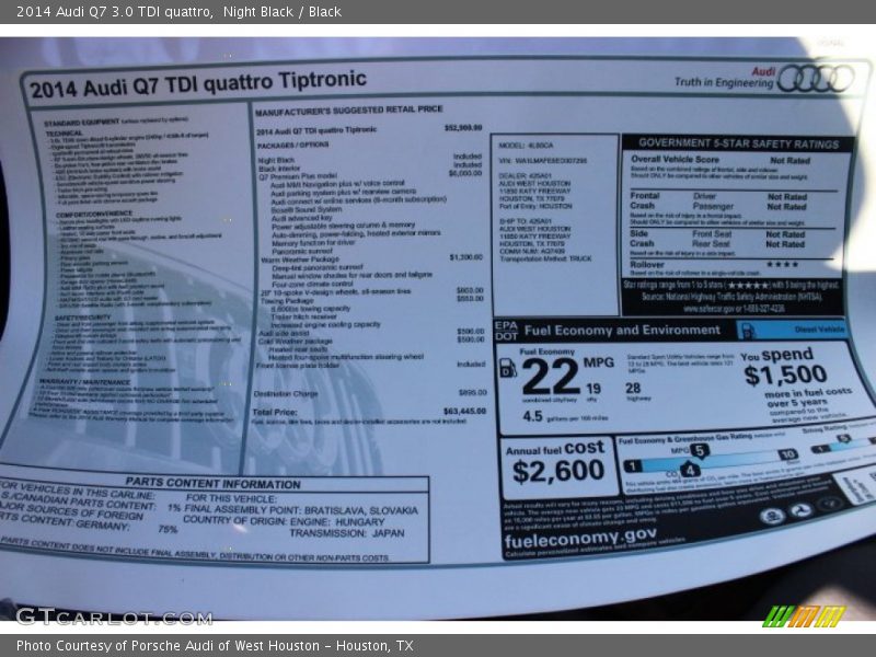 Night Black / Black 2014 Audi Q7 3.0 TDI quattro