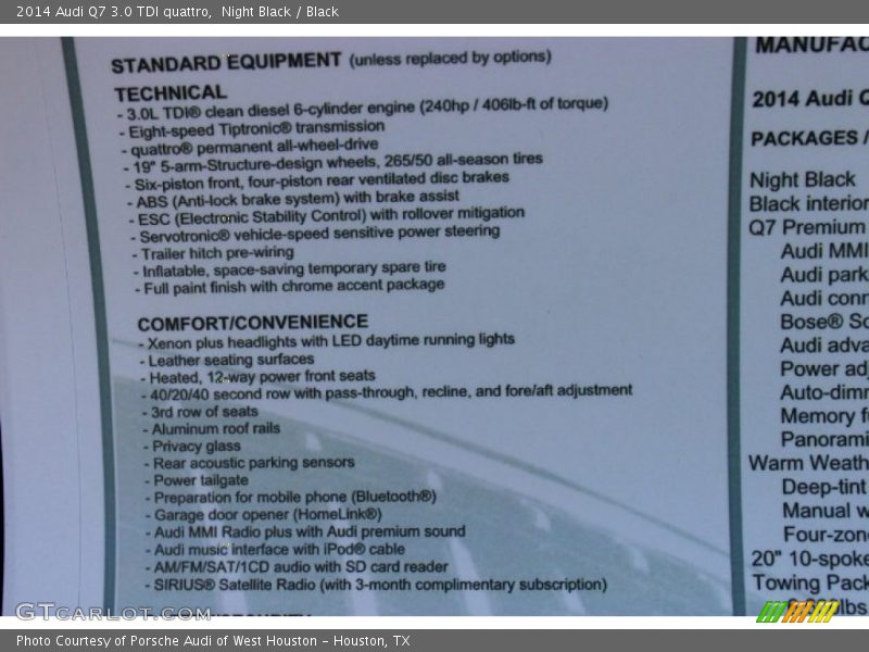 Night Black / Black 2014 Audi Q7 3.0 TDI quattro