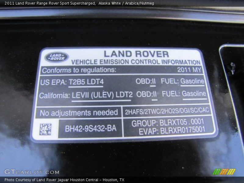 Alaska White / Arabica/Nutmeg 2011 Land Rover Range Rover Sport Supercharged