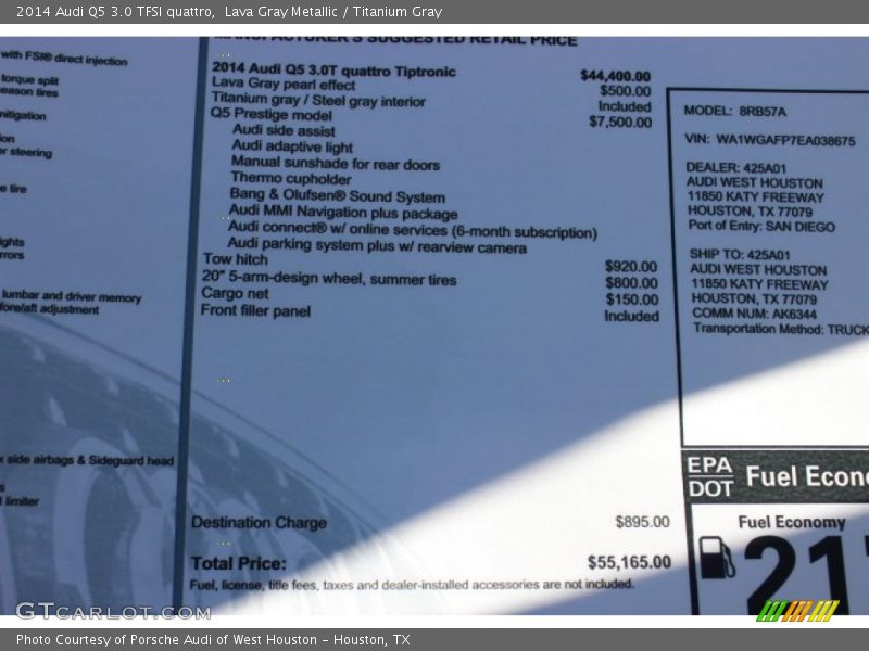 Lava Gray Metallic / Titanium Gray 2014 Audi Q5 3.0 TFSI quattro