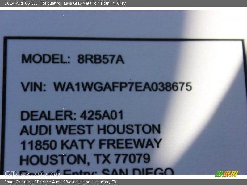 Lava Gray Metallic / Titanium Gray 2014 Audi Q5 3.0 TFSI quattro