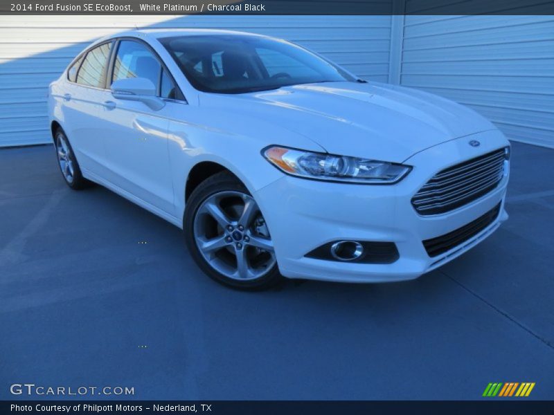 White Platinum / Charcoal Black 2014 Ford Fusion SE EcoBoost