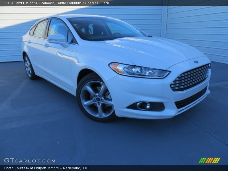 White Platinum / Charcoal Black 2014 Ford Fusion SE EcoBoost