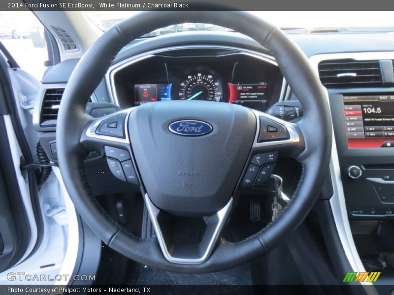 White Platinum / Charcoal Black 2014 Ford Fusion SE EcoBoost