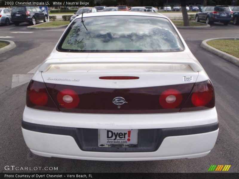 White / Neutral Beige 2003 Chevrolet Impala LS
