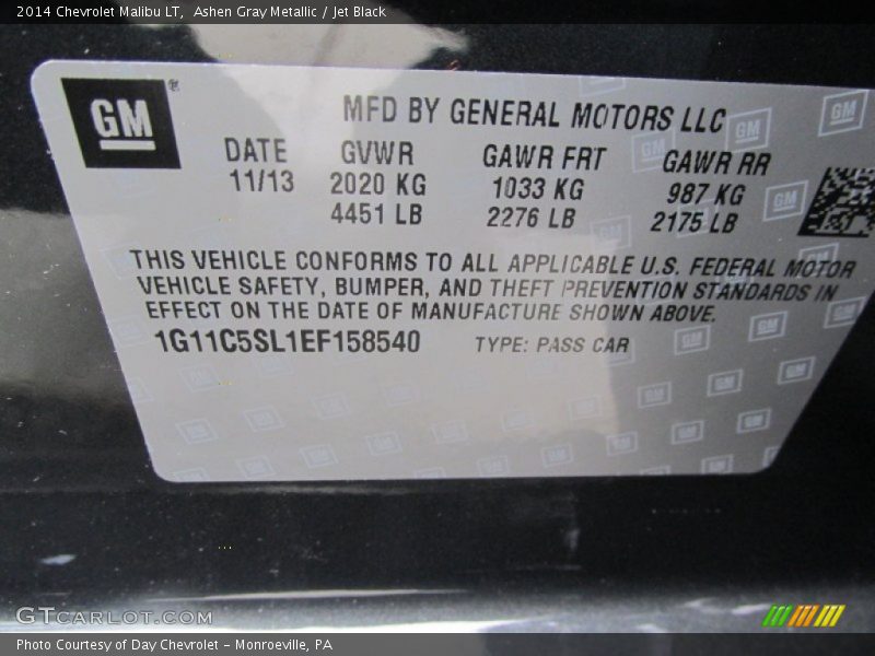 Ashen Gray Metallic / Jet Black 2014 Chevrolet Malibu LT