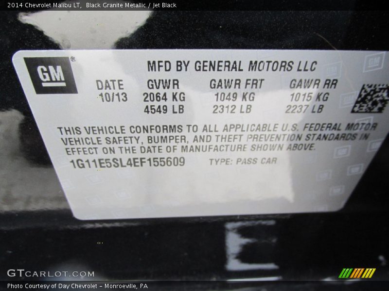 Black Granite Metallic / Jet Black 2014 Chevrolet Malibu LT