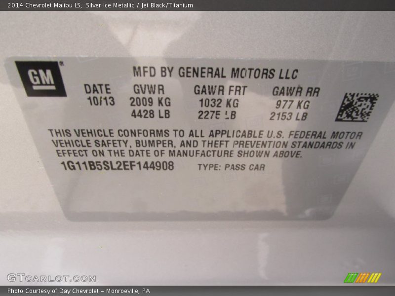 Silver Ice Metallic / Jet Black/Titanium 2014 Chevrolet Malibu LS