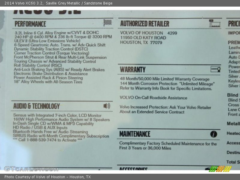 Saville Grey Metallic / Sandstone Beige 2014 Volvo XC60 3.2