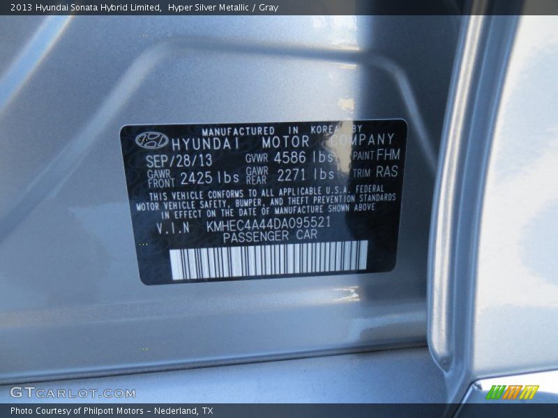 Hyper Silver Metallic / Gray 2013 Hyundai Sonata Hybrid Limited