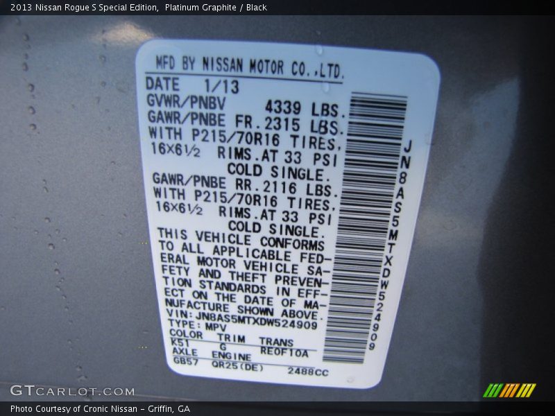 Platinum Graphite / Black 2013 Nissan Rogue S Special Edition
