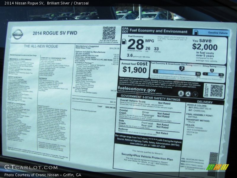  2014 Rogue SV Window Sticker