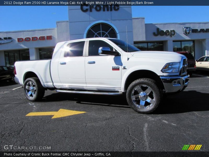 Bright White / Light Pebble Beige/Bark Brown 2012 Dodge Ram 2500 HD Laramie Mega Cab 4x4