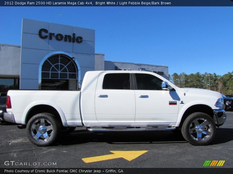 Bright White / Light Pebble Beige/Bark Brown 2012 Dodge Ram 2500 HD Laramie Mega Cab 4x4
