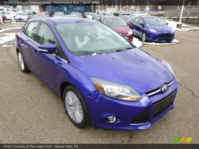 Performance Blue / Arctic White 2014 Ford Focus Titanium Sedan