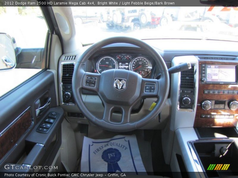 Bright White / Light Pebble Beige/Bark Brown 2012 Dodge Ram 2500 HD Laramie Mega Cab 4x4