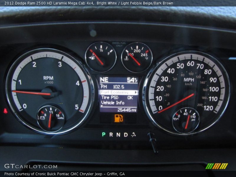 Bright White / Light Pebble Beige/Bark Brown 2012 Dodge Ram 2500 HD Laramie Mega Cab 4x4