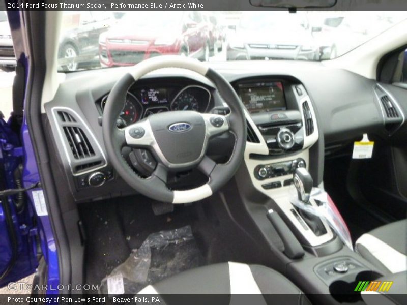 Performance Blue / Arctic White 2014 Ford Focus Titanium Sedan