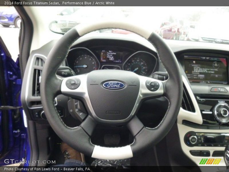 Performance Blue / Arctic White 2014 Ford Focus Titanium Sedan