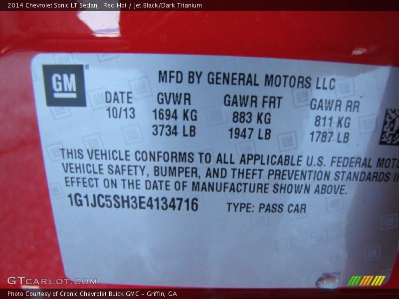 Red Hot / Jet Black/Dark Titanium 2014 Chevrolet Sonic LT Sedan