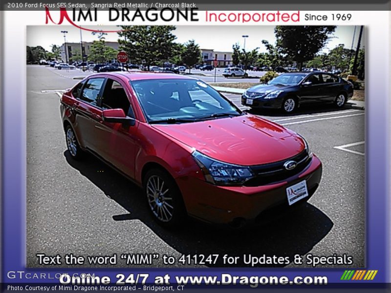 Sangria Red Metallic / Charcoal Black 2010 Ford Focus SES Sedan