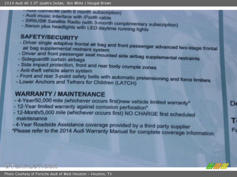 Ibis White / Nougat Brown 2014 Audi A6 3.0T quattro Sedan