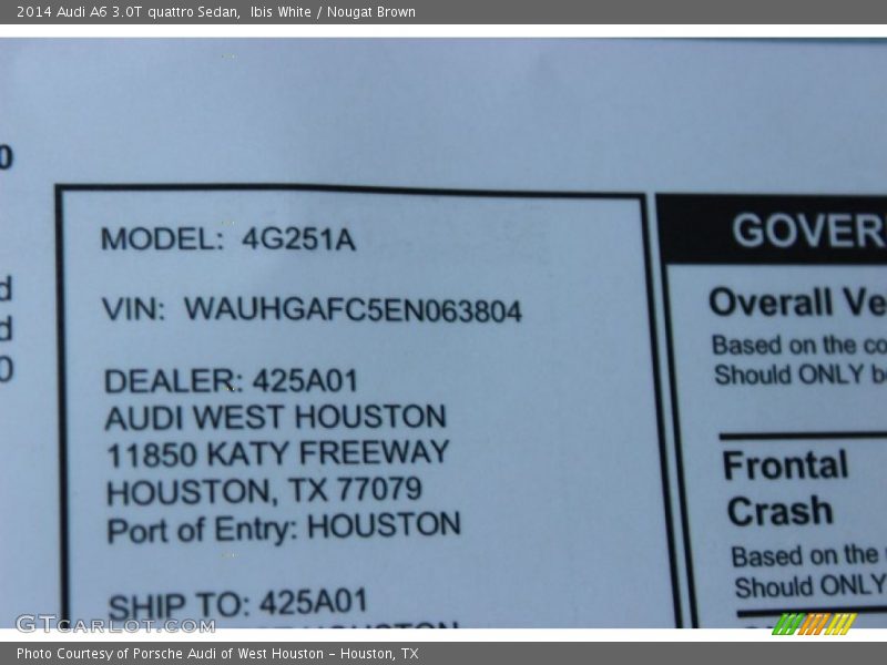 Ibis White / Nougat Brown 2014 Audi A6 3.0T quattro Sedan