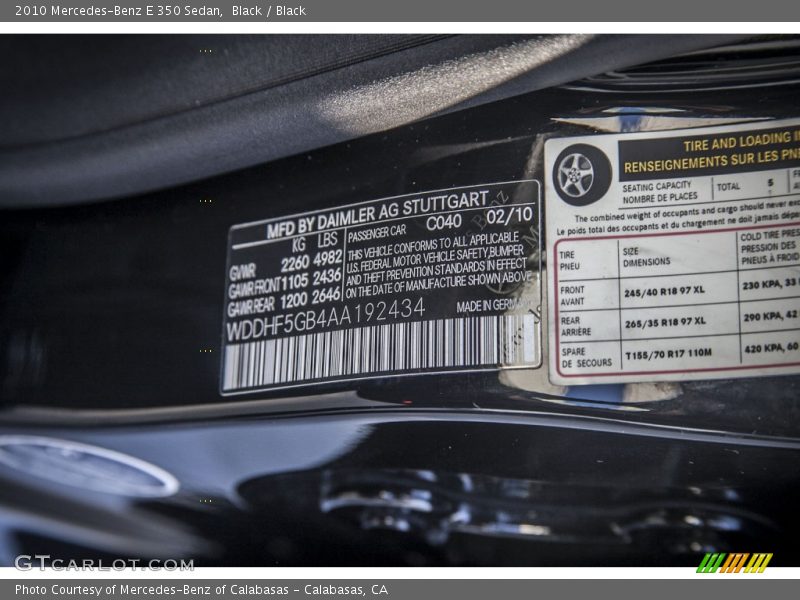 Black / Black 2010 Mercedes-Benz E 350 Sedan
