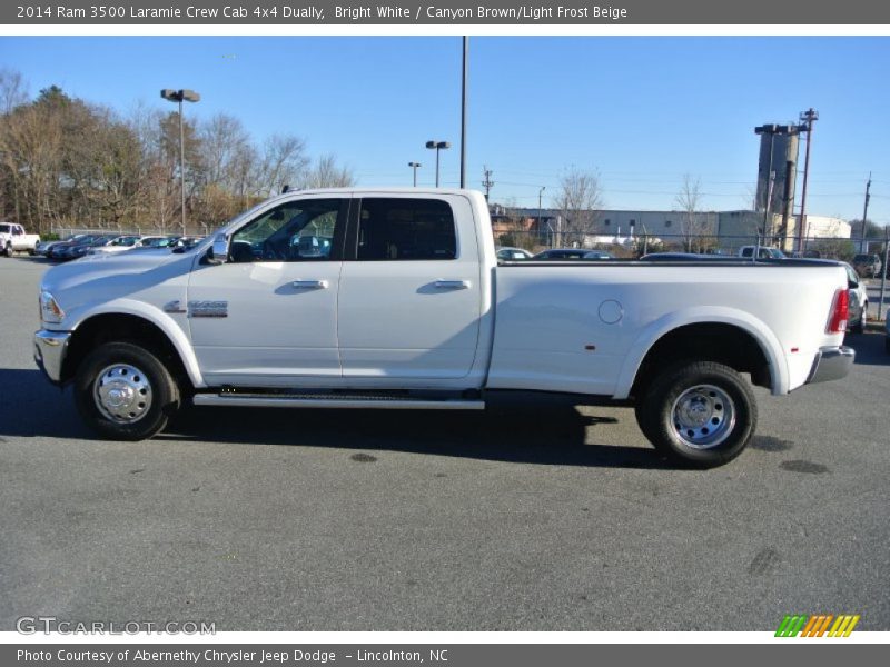 Bright White / Canyon Brown/Light Frost Beige 2014 Ram 3500 Laramie Crew Cab 4x4 Dually