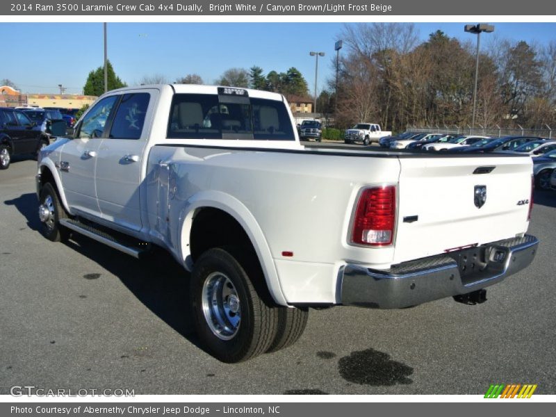 Bright White / Canyon Brown/Light Frost Beige 2014 Ram 3500 Laramie Crew Cab 4x4 Dually