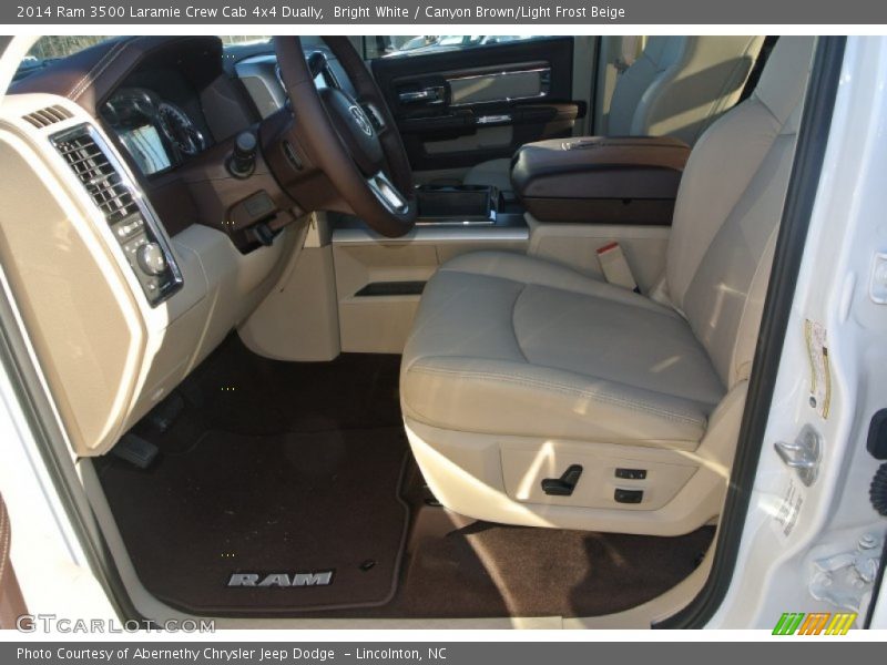 Bright White / Canyon Brown/Light Frost Beige 2014 Ram 3500 Laramie Crew Cab 4x4 Dually