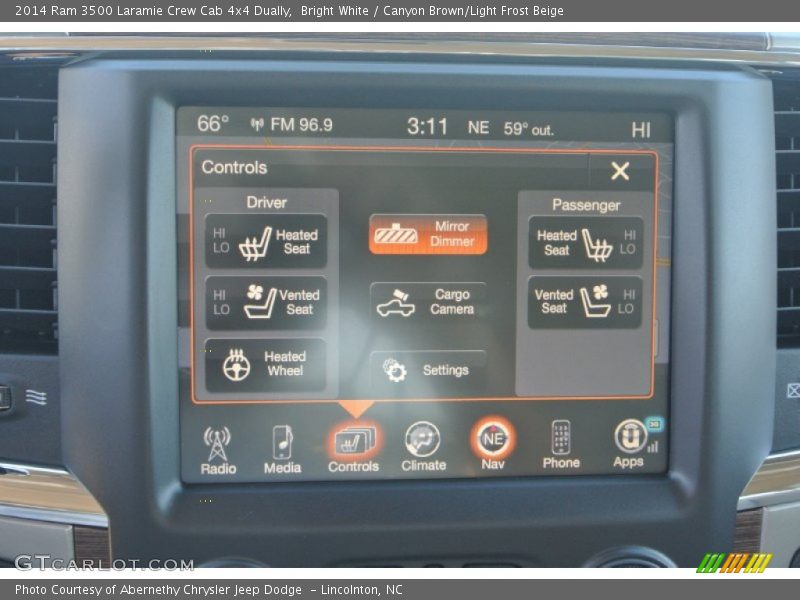 Bright White / Canyon Brown/Light Frost Beige 2014 Ram 3500 Laramie Crew Cab 4x4 Dually