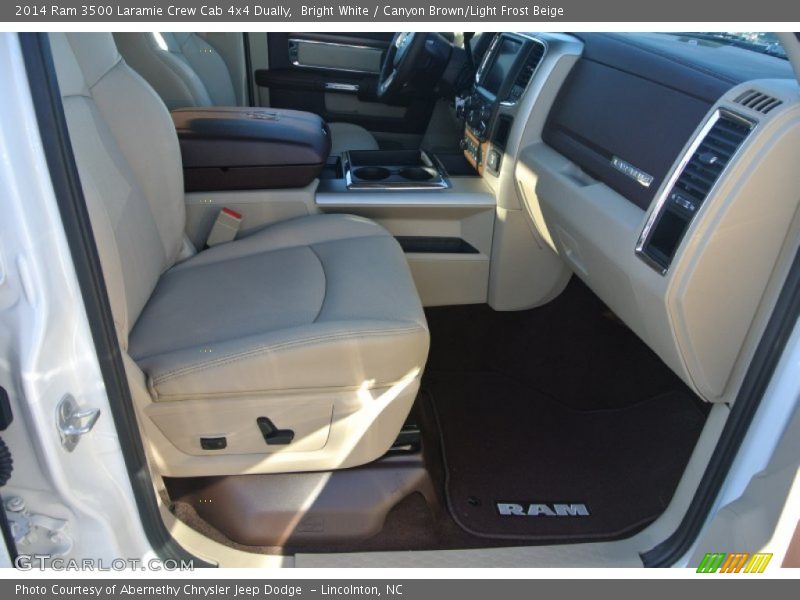 Bright White / Canyon Brown/Light Frost Beige 2014 Ram 3500 Laramie Crew Cab 4x4 Dually