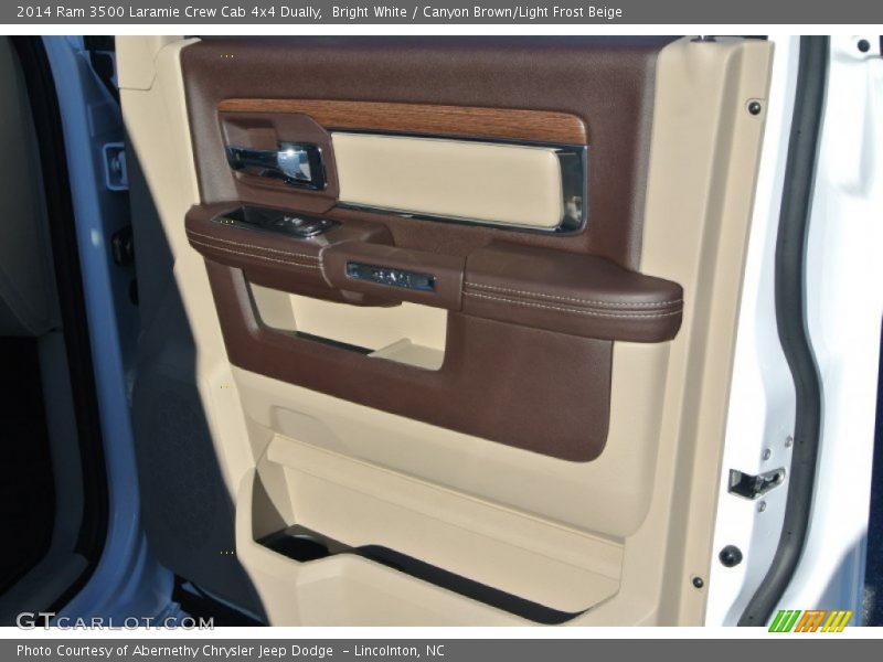 Bright White / Canyon Brown/Light Frost Beige 2014 Ram 3500 Laramie Crew Cab 4x4 Dually