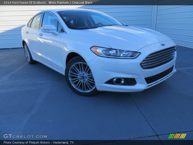 White Platinum / Charcoal Black 2014 Ford Fusion SE EcoBoost