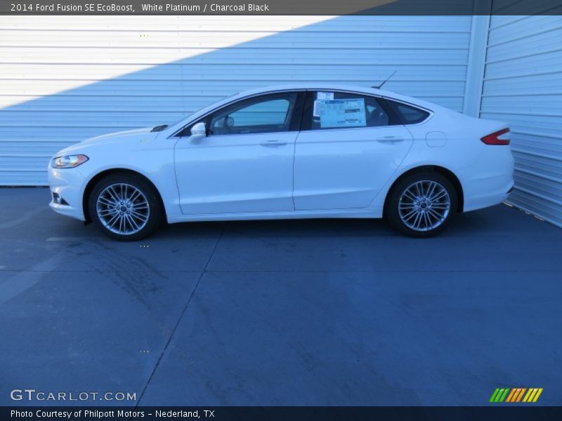 White Platinum / Charcoal Black 2014 Ford Fusion SE EcoBoost