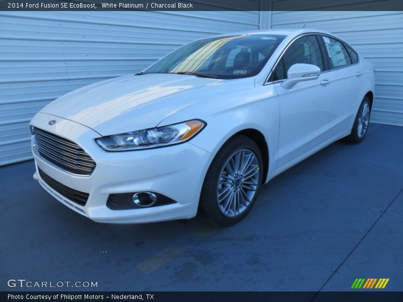 White Platinum / Charcoal Black 2014 Ford Fusion SE EcoBoost