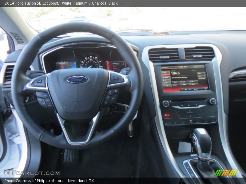 White Platinum / Charcoal Black 2014 Ford Fusion SE EcoBoost