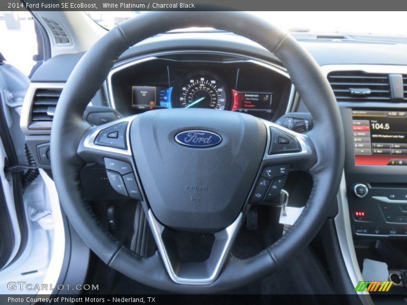 White Platinum / Charcoal Black 2014 Ford Fusion SE EcoBoost