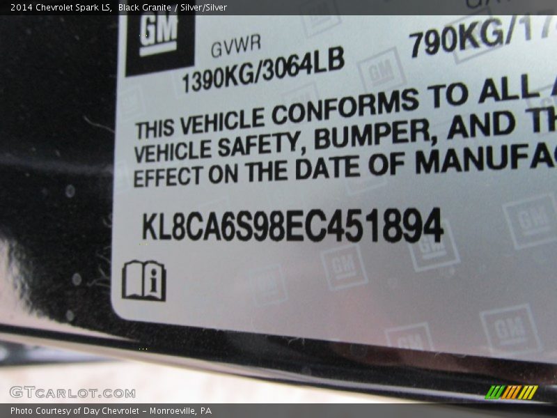Black Granite / Silver/Silver 2014 Chevrolet Spark LS