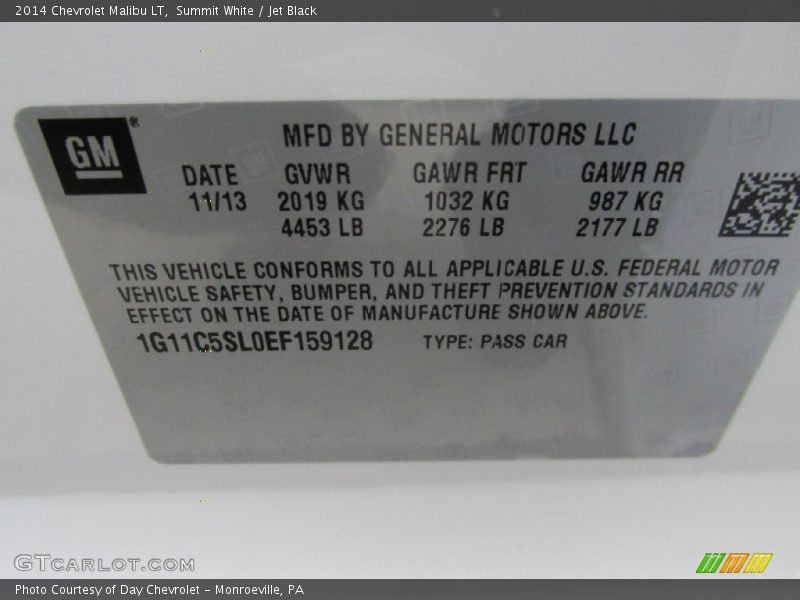 Summit White / Jet Black 2014 Chevrolet Malibu LT