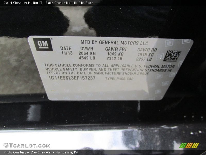 Black Granite Metallic / Jet Black 2014 Chevrolet Malibu LT