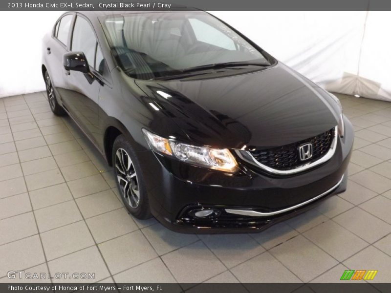 Crystal Black Pearl / Gray 2013 Honda Civic EX-L Sedan