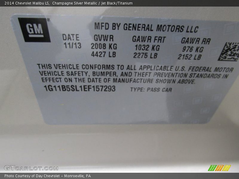 Champagne Silver Metallic / Jet Black/Titanium 2014 Chevrolet Malibu LS