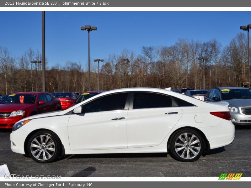 Shimmering White / Black 2012 Hyundai Sonata SE 2.0T