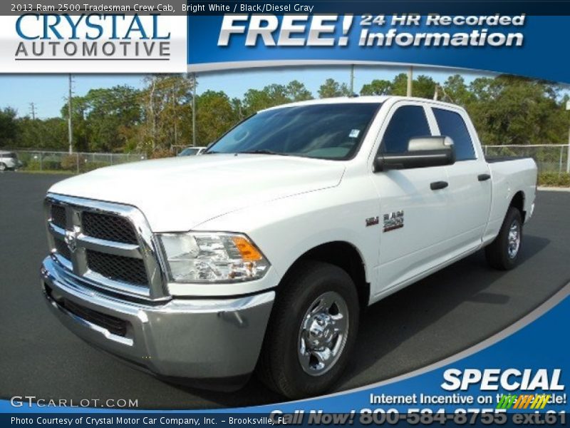 Bright White / Black/Diesel Gray 2013 Ram 2500 Tradesman Crew Cab
