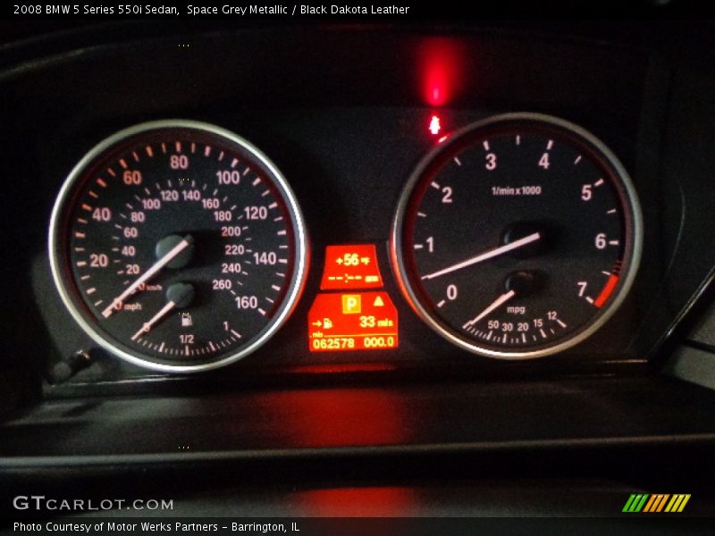 Space Grey Metallic / Black Dakota Leather 2008 BMW 5 Series 550i Sedan