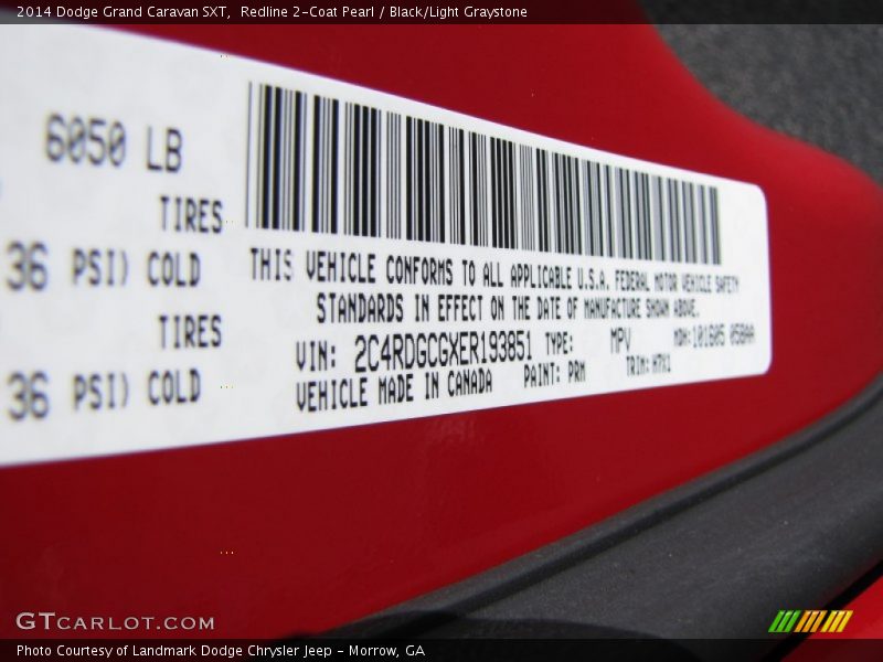 Redline 2-Coat Pearl / Black/Light Graystone 2014 Dodge Grand Caravan SXT