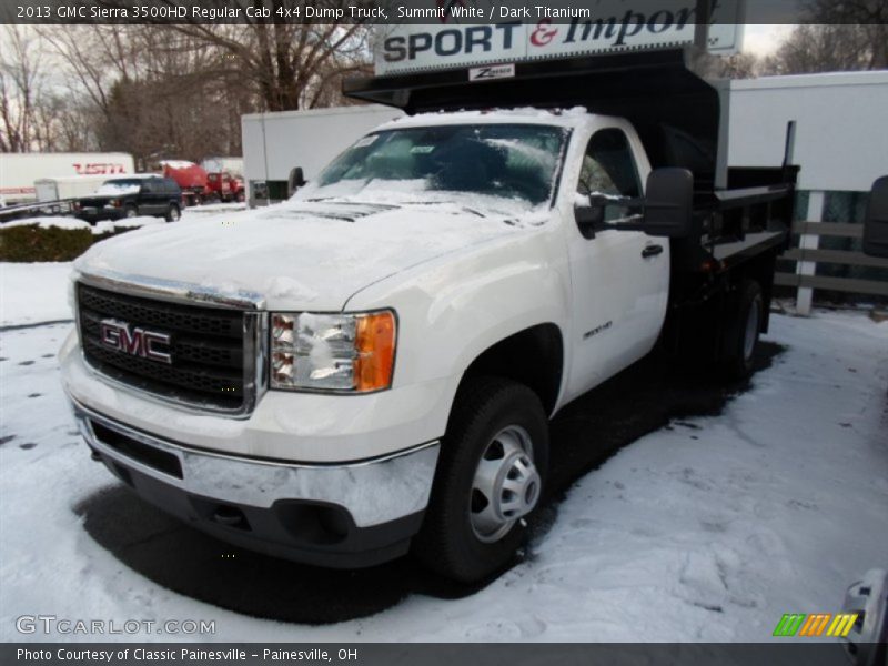 Summit White / Dark Titanium 2013 GMC Sierra 3500HD Regular Cab 4x4 Dump Truck