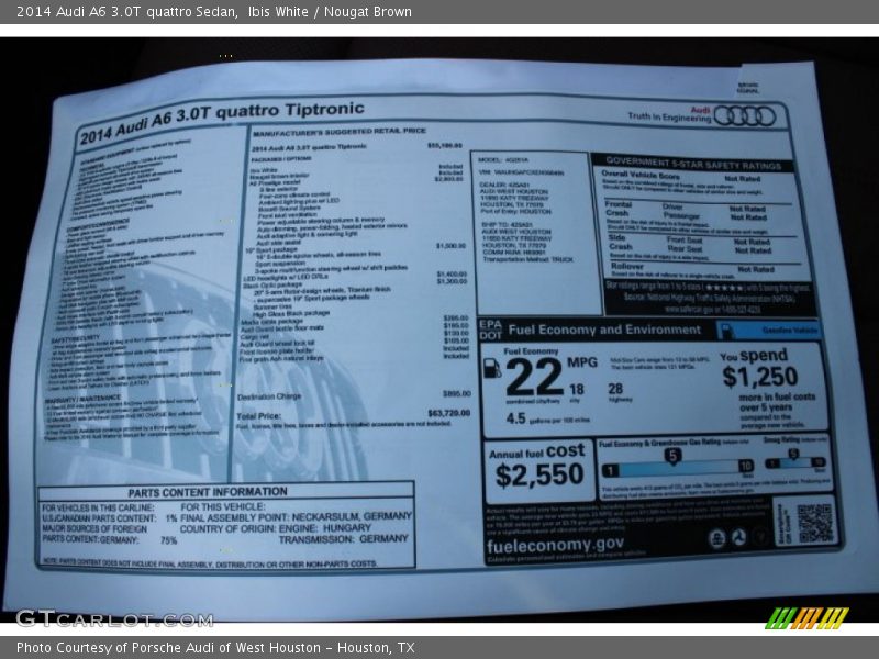 Ibis White / Nougat Brown 2014 Audi A6 3.0T quattro Sedan